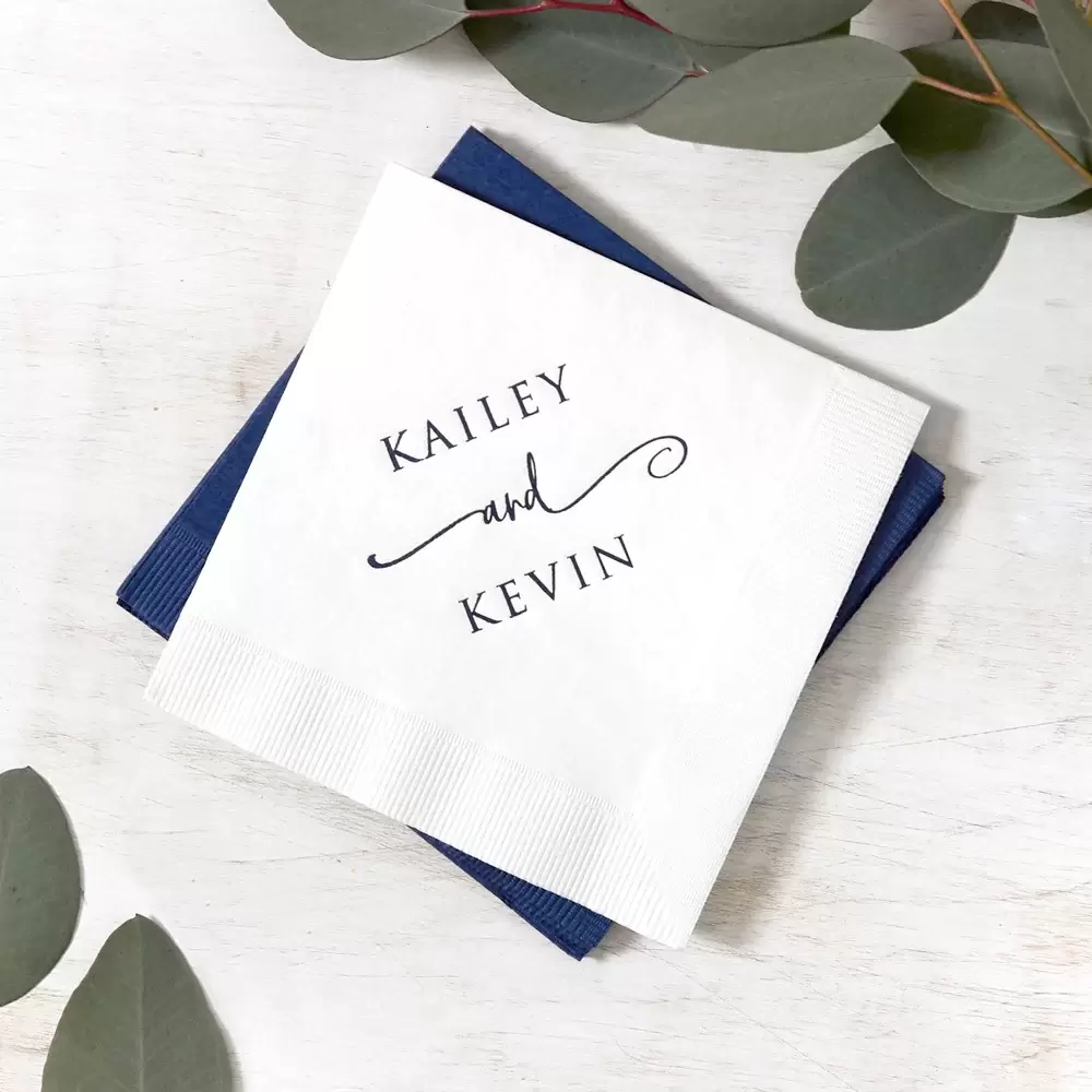 custom Stacked and Swirled wedding napkins