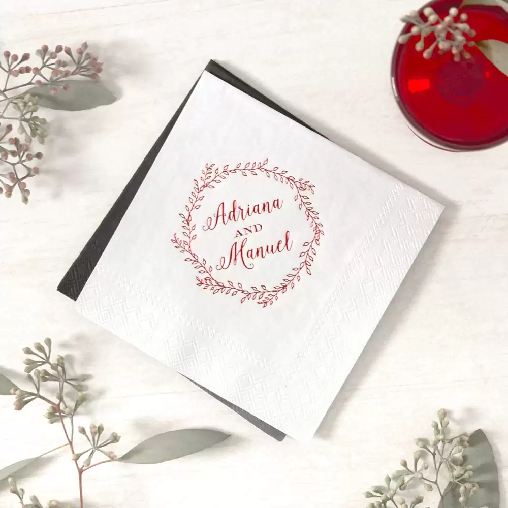 personalized Sweet Wreath wedding napkins