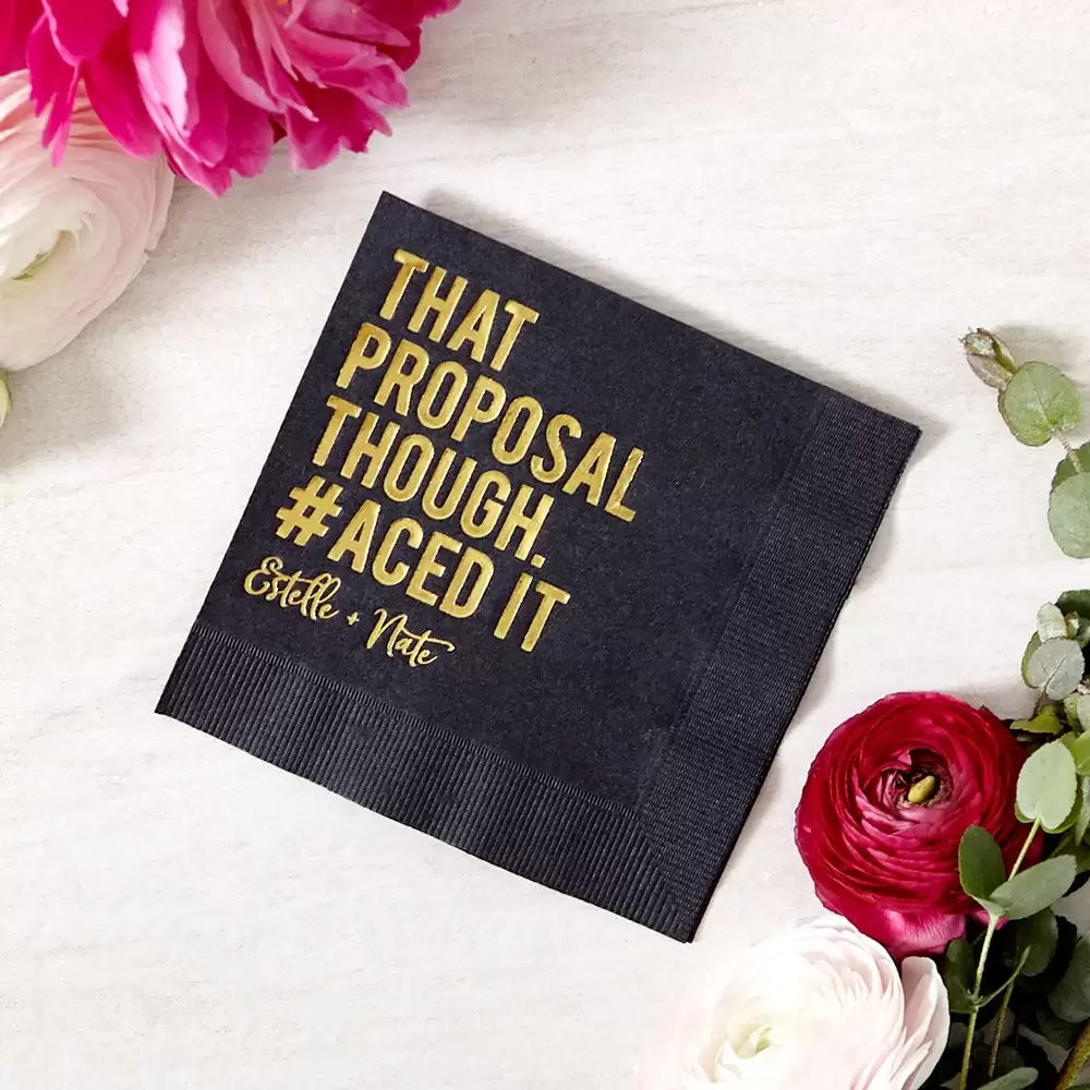 custom Proposal wedding cocktail napkins