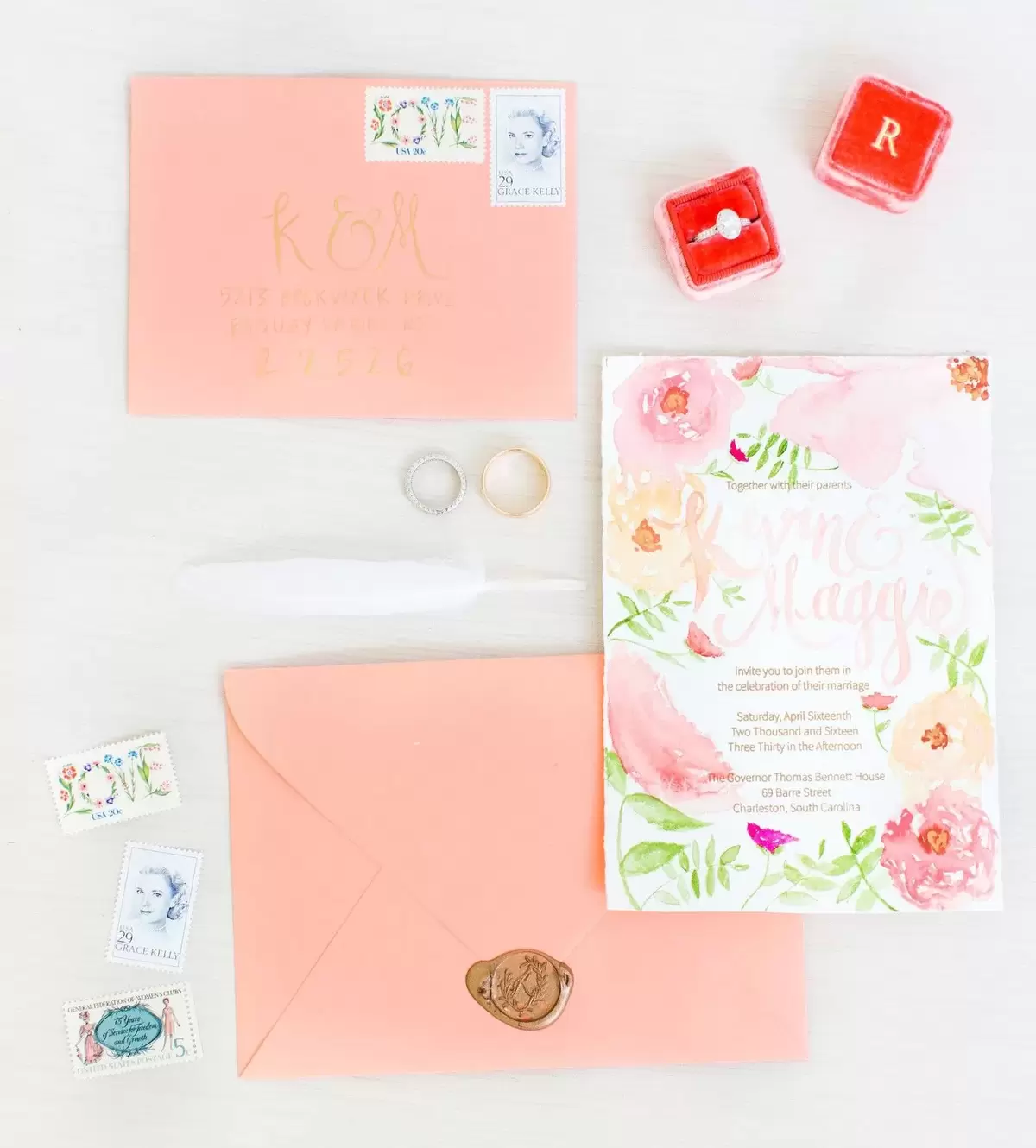 custom watercolor wedding invitations