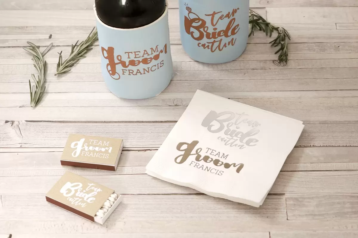 custom designed combined bachelor and bachelorette party accessories