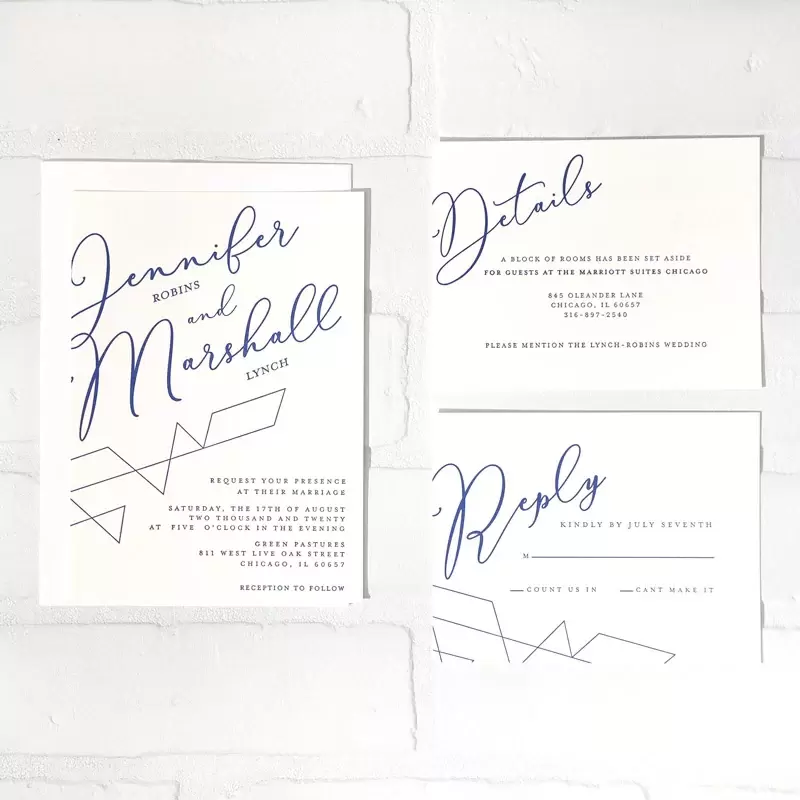 customized geometric wedding invitation suite