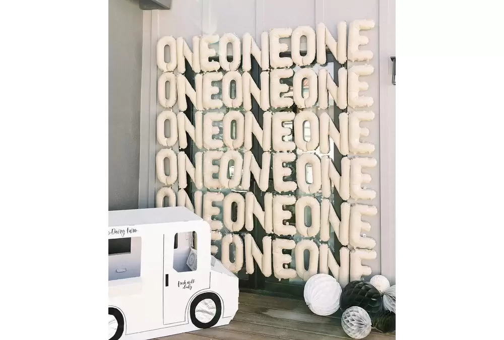 feature wall at fab 1st birthday party