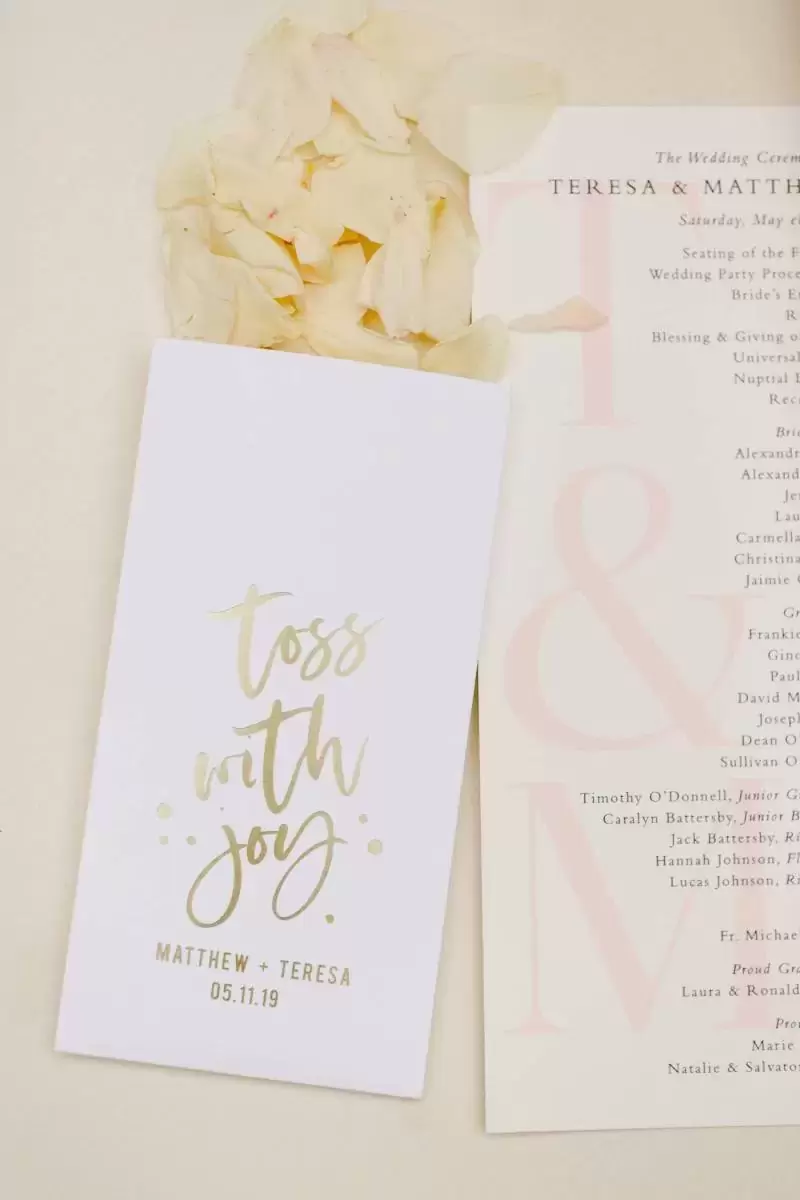 custom designed flower petal bags for wedding recessional