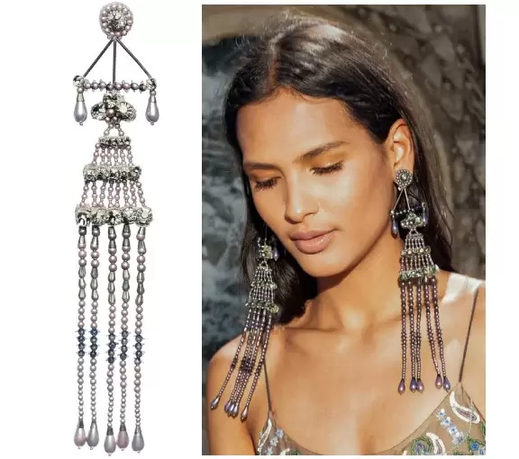 Fabulous Cucclelli Shaheen Gunmetal Chandelier Earrings