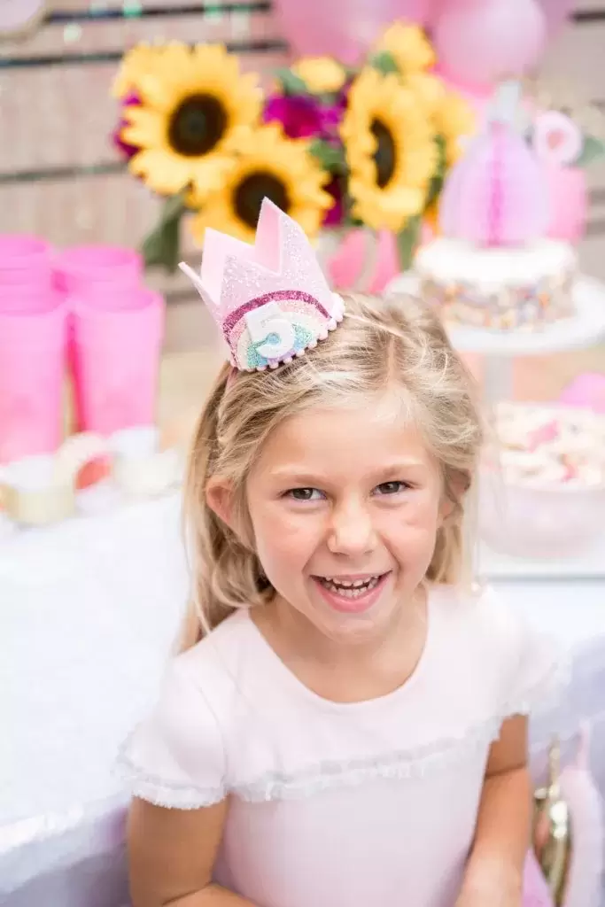 birthday girl at princess dress-up birthday party