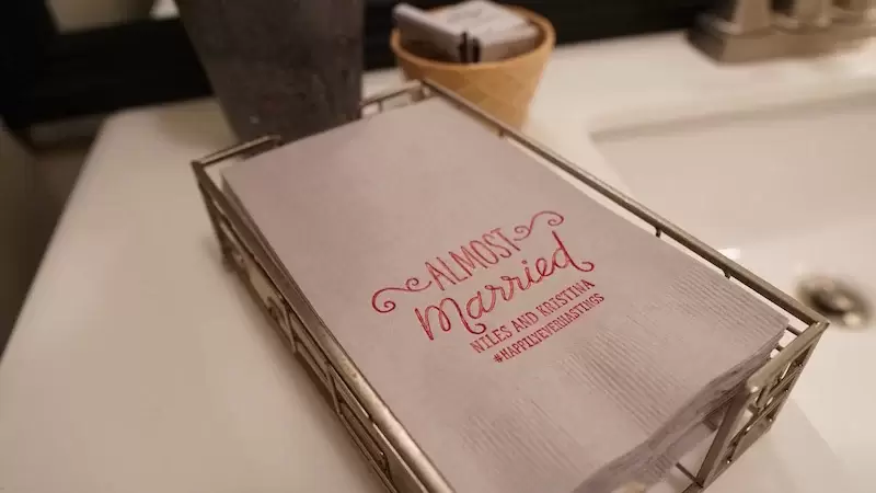 Custom Designed Guest Towels for Rehearsal Dinner