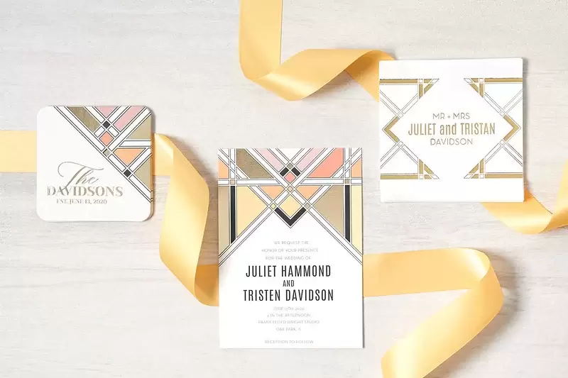 Art Deco inspired wedding invitation for your 2020 spring wedding