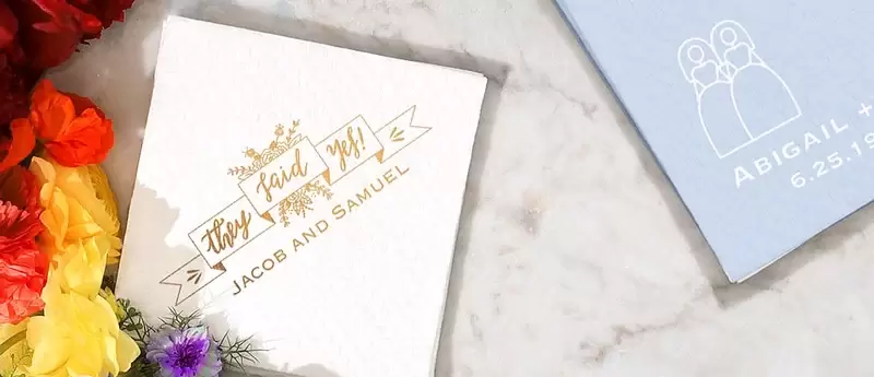 Custom Designed Wedding Accessories with Inclusive Pronouns from For Your Party