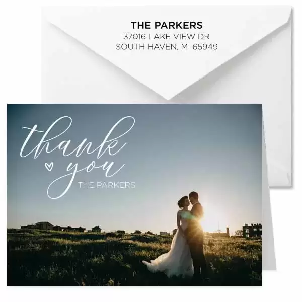 Create full-color photo note cards for your engagement and wedding thank you notes!