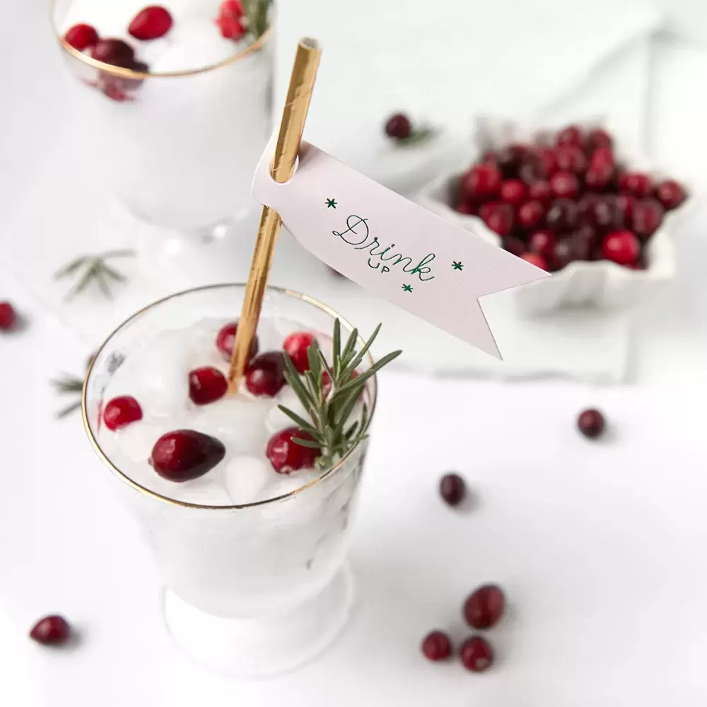add a custom straw tag to your holiday cocktails this year