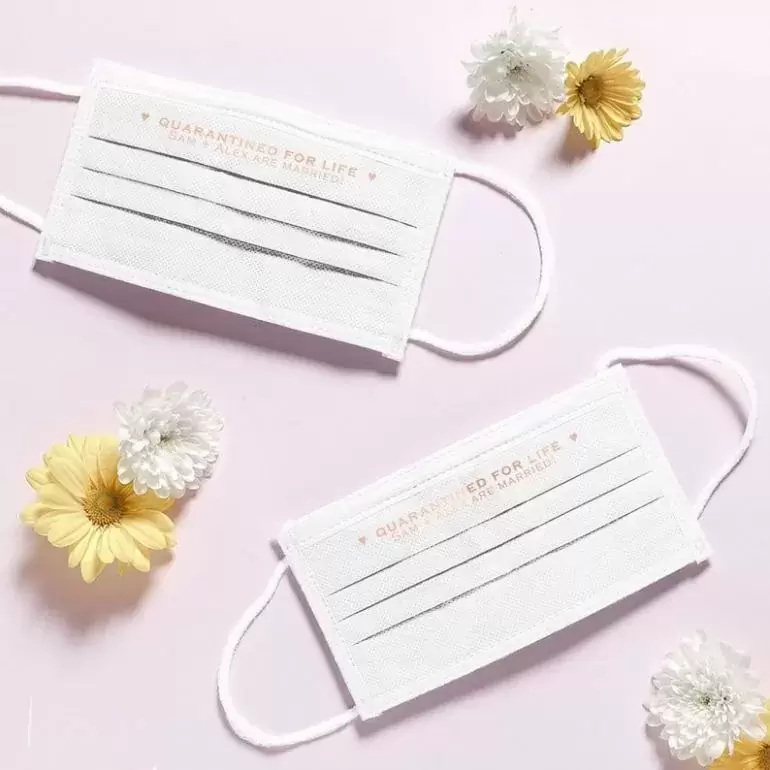 Quarantined for Life Wedding Masks