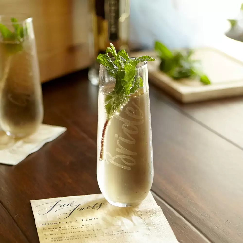 raise a glass of Elderflower Mint Prosecco at your upcoming wedding