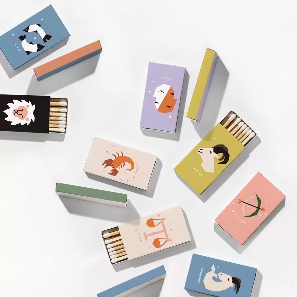 add zodiac matchboxes to your wedding party gifts