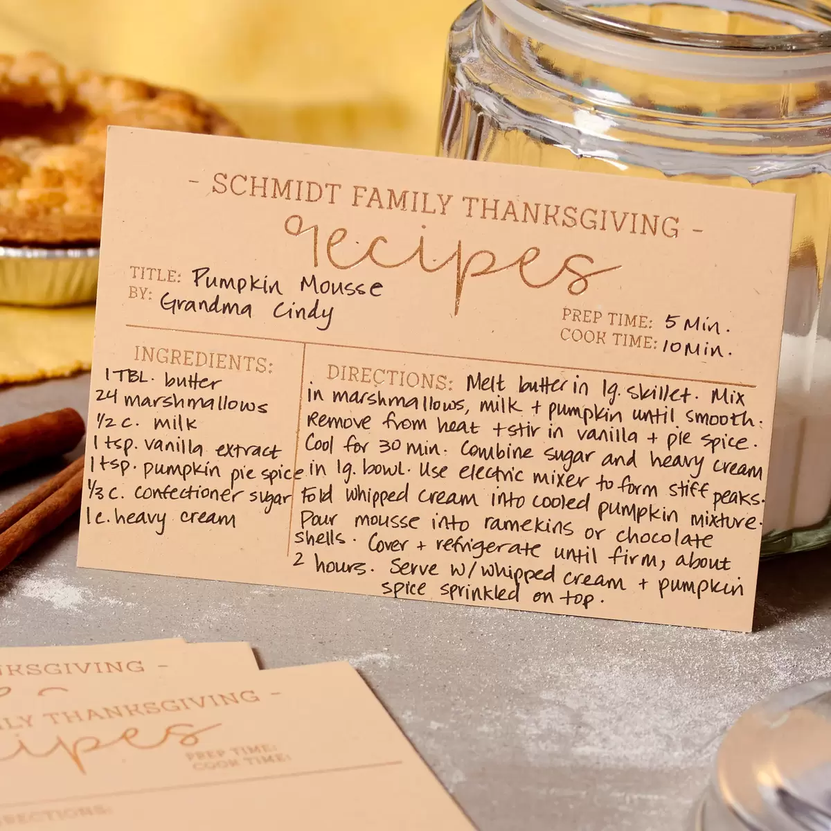 paper family thanksgiving recipe card makes a great anniversary gifts 