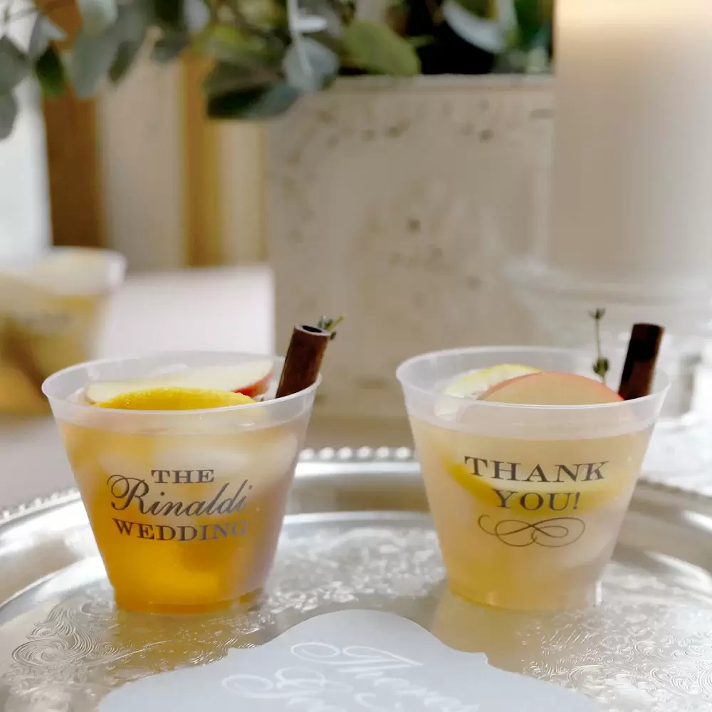 Custom cups for your wedding from For Your Party will tie together these 2022 wedding trends
