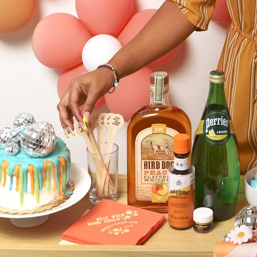 summer cocktail with personalized barware