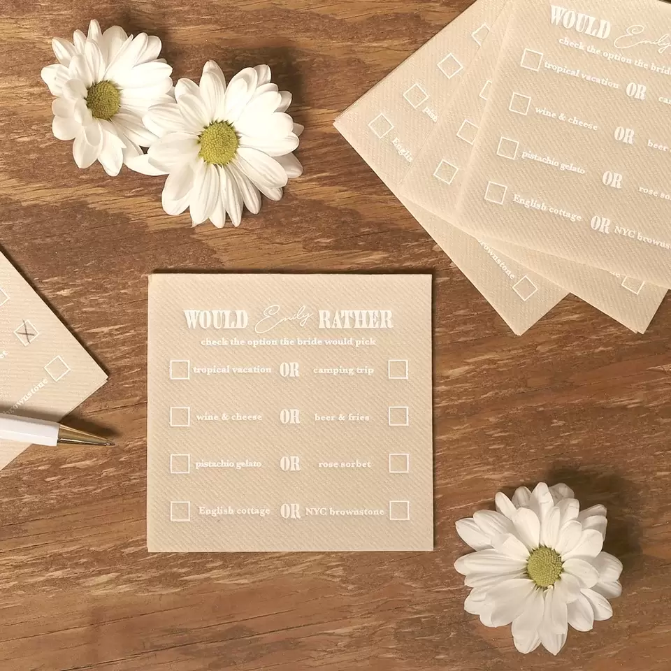 would you rather game napkin