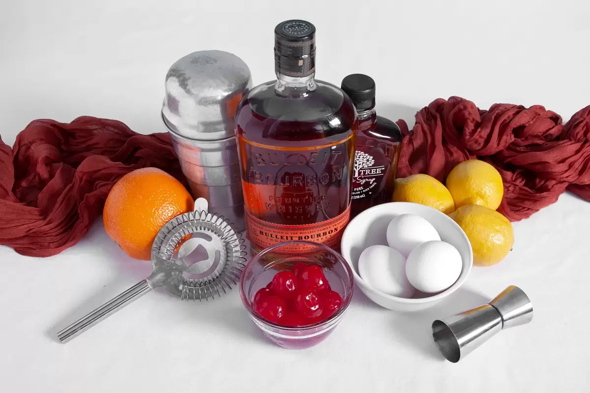 Egg White Whiskey Sour Recipe ingredients