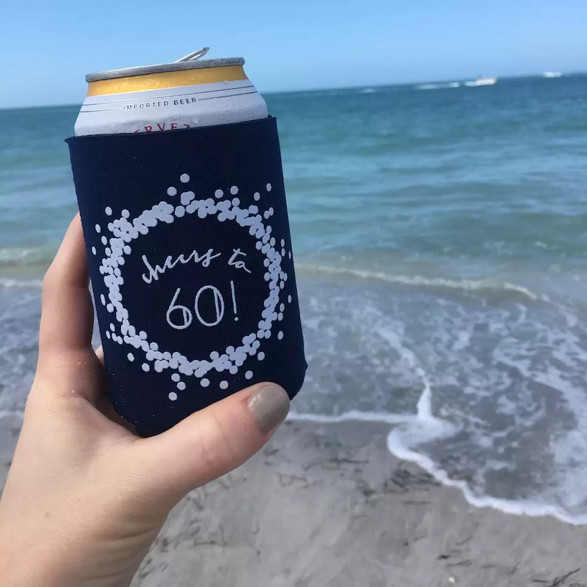 personalized koozie with confetti frame
