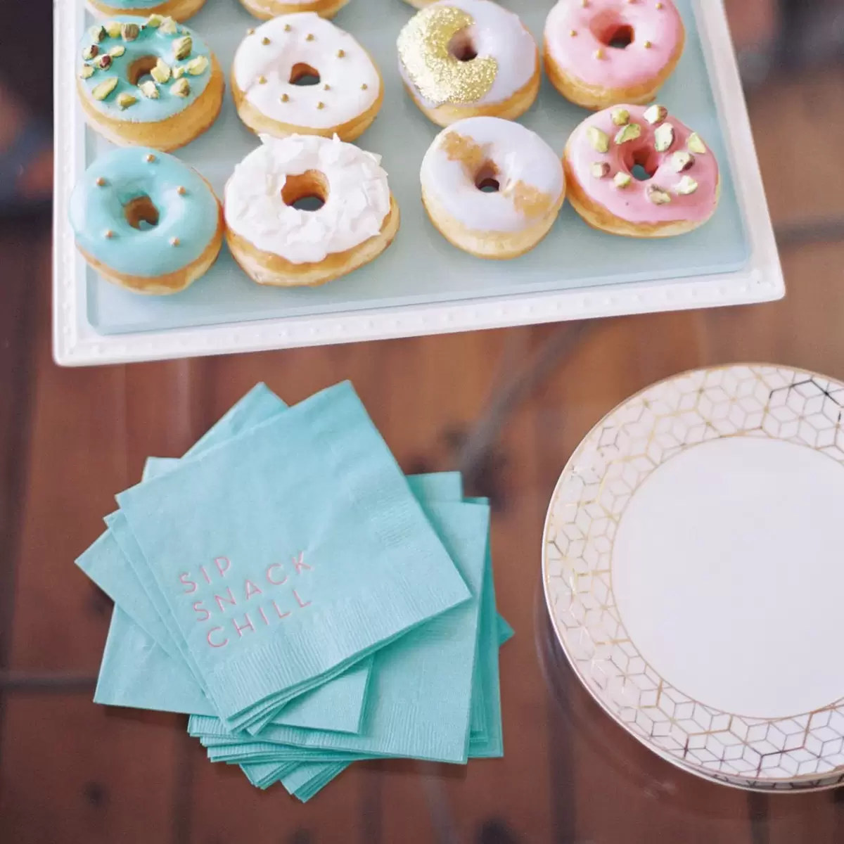 how to decorate for a dessert party with personalized cocktail napkins