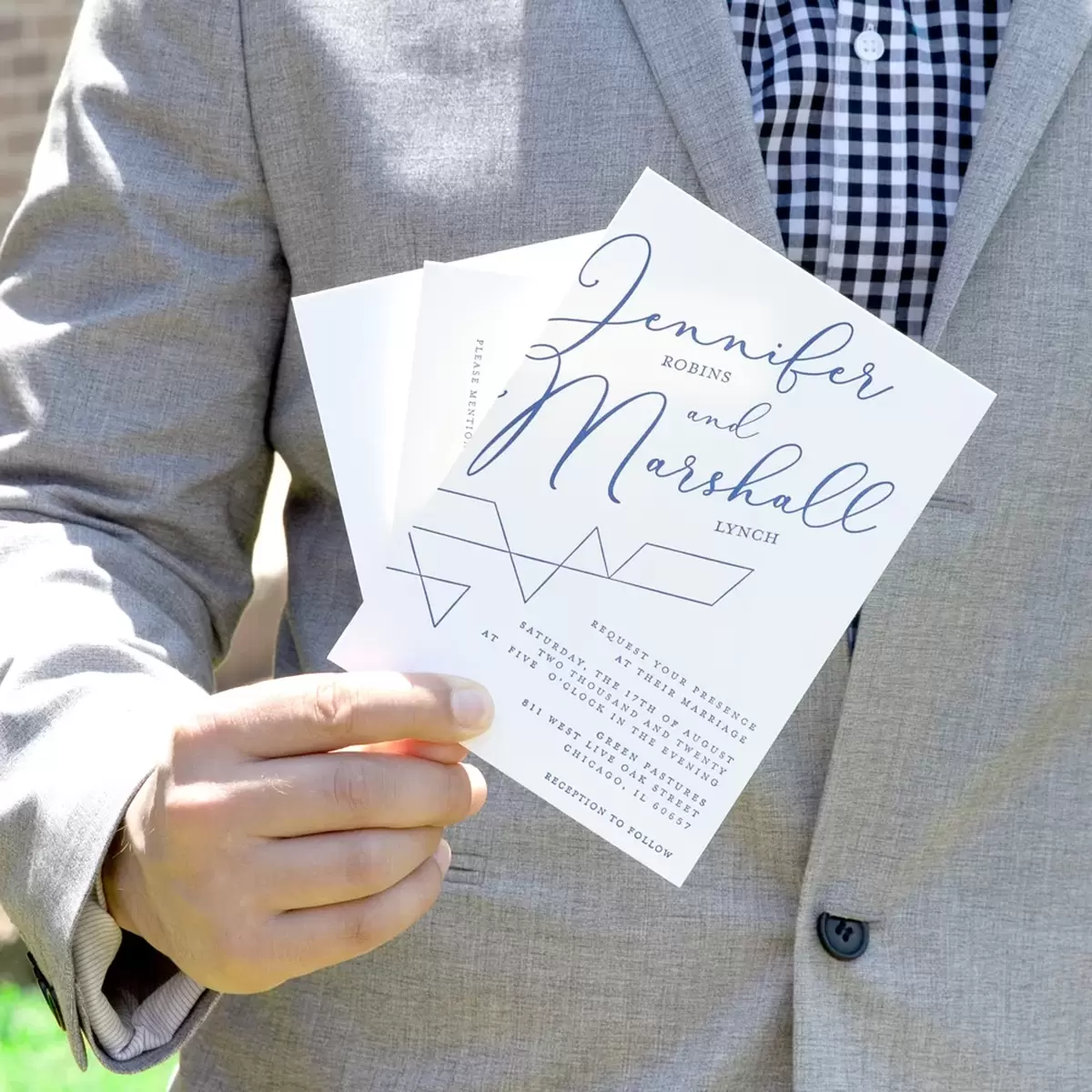 custom designed geometric wedding invitations