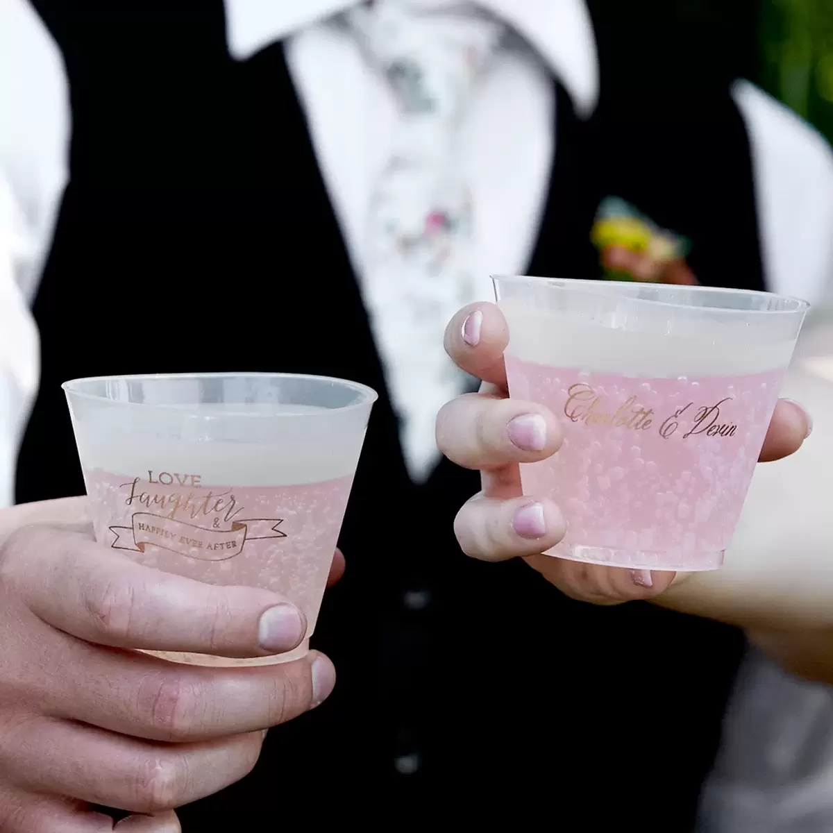 gorgeous custom wedding cups with cute quote
