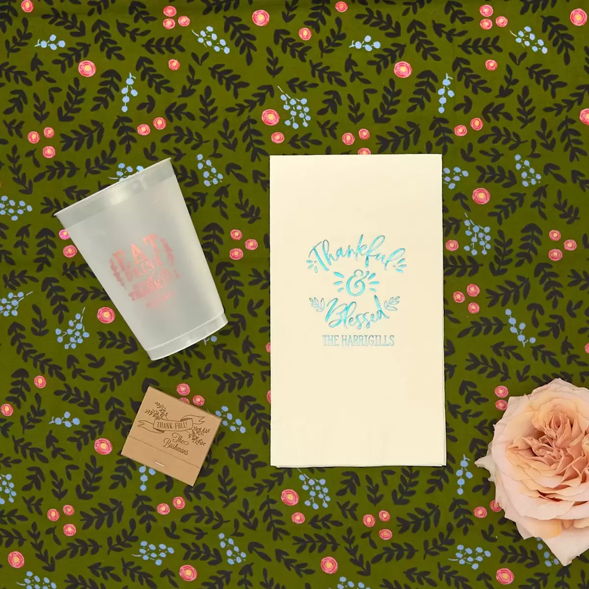 custom designed Friendsgiving or Thanksgiving party accessories