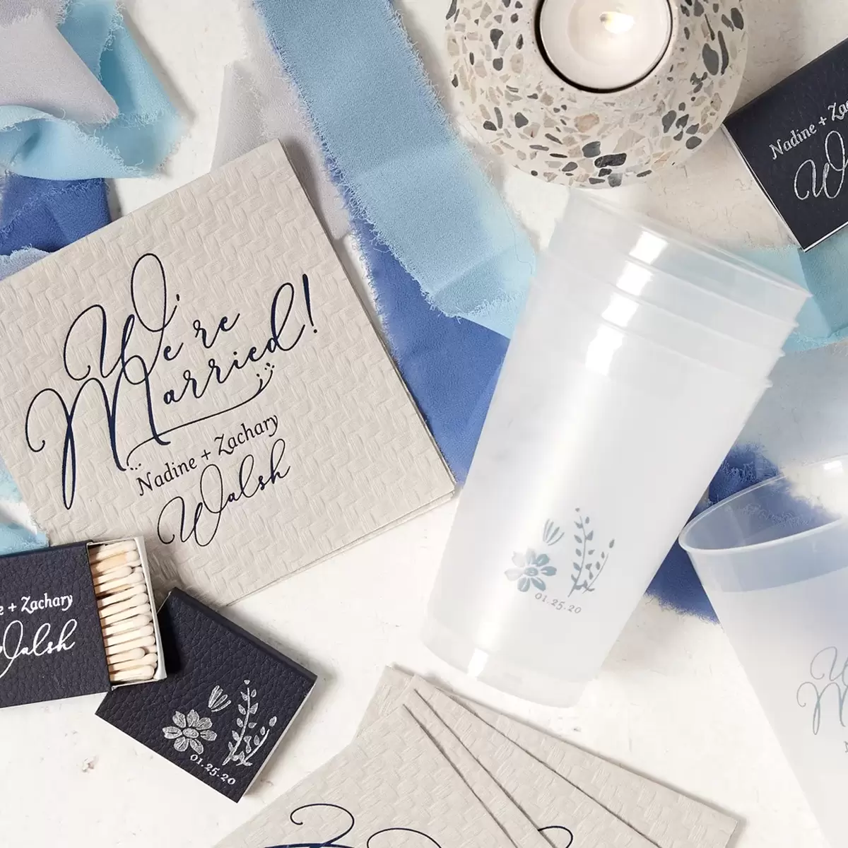custom wedding accessories provide fabulous blue details for your wedding 