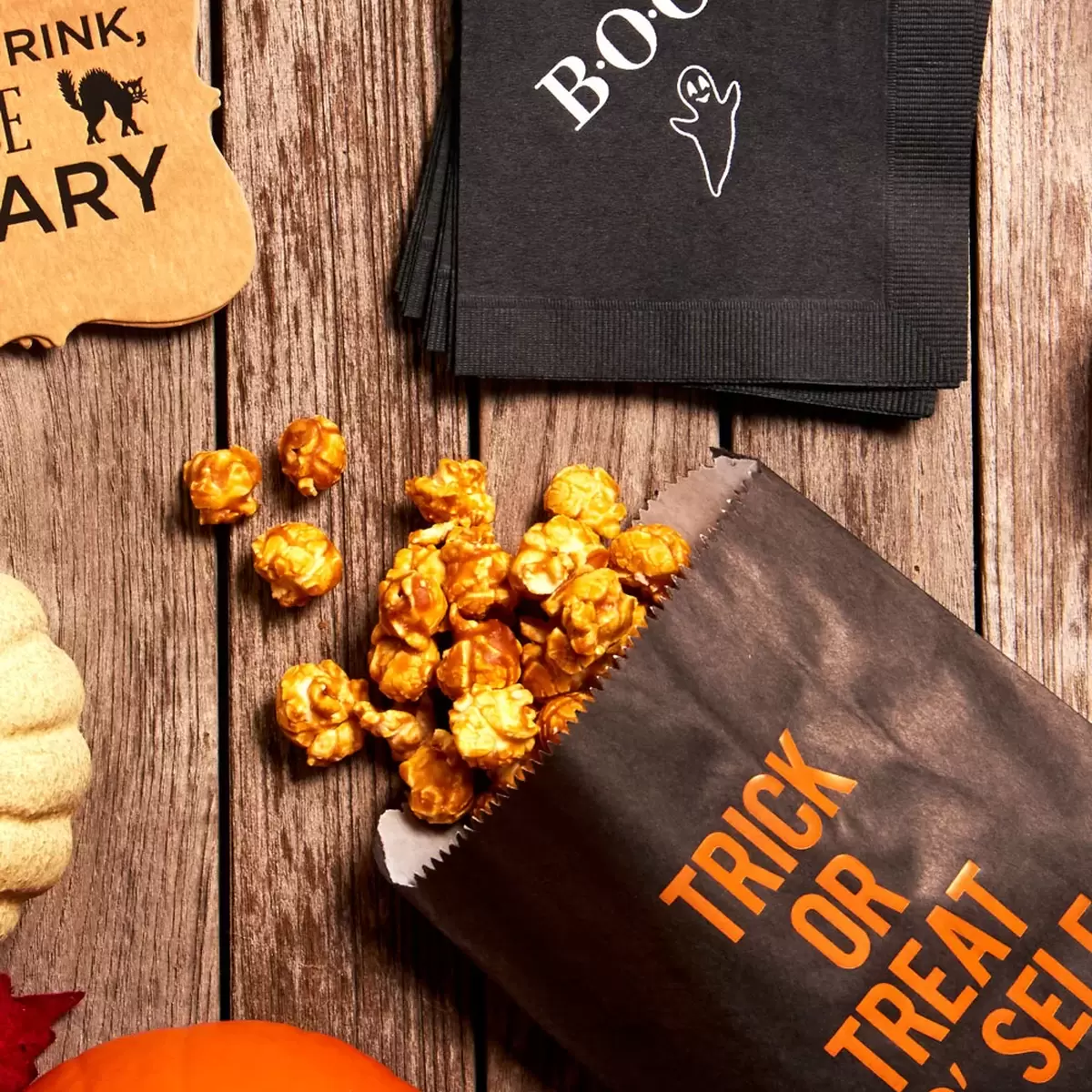 design custom Halloween party pockets for trick-or-treaters this year