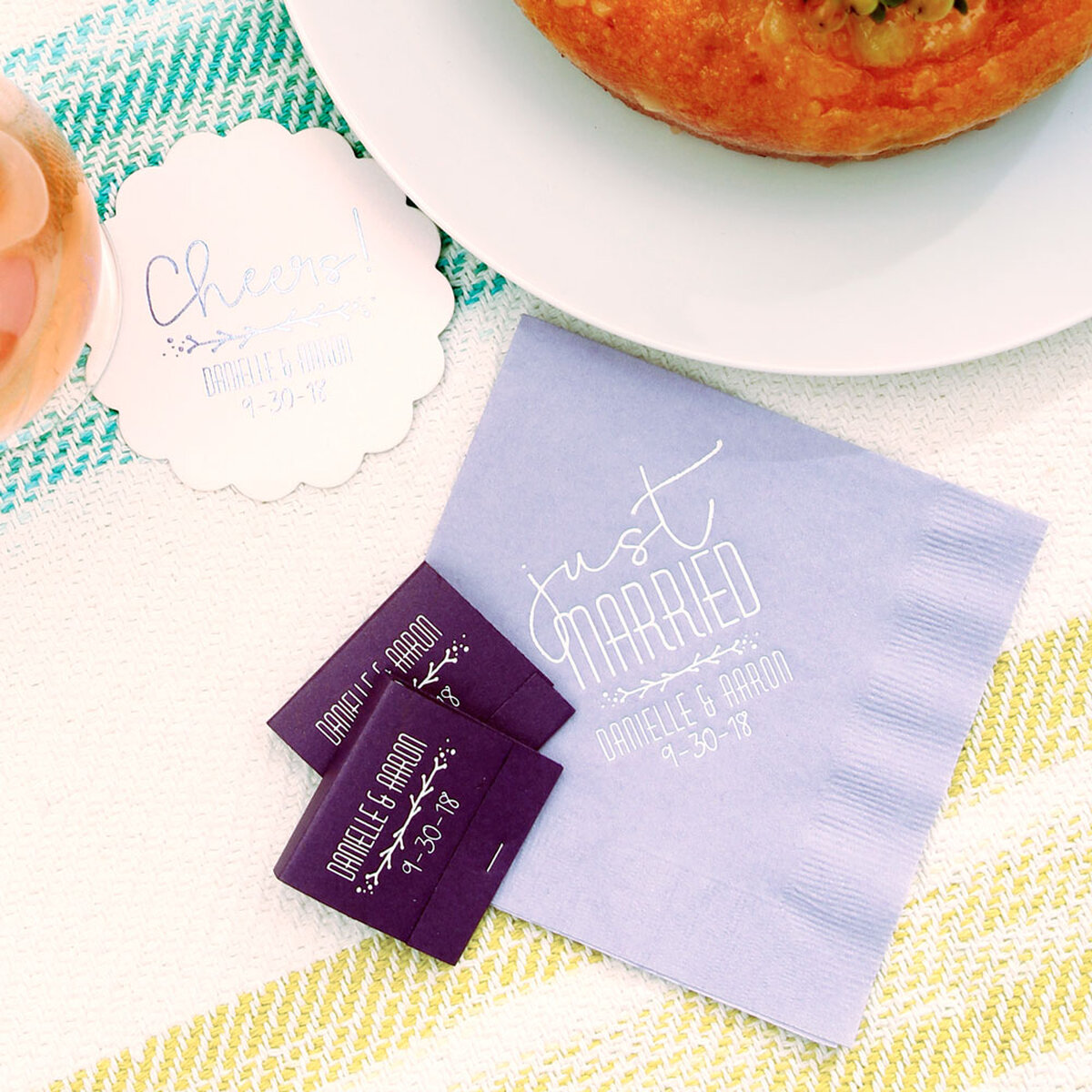 Shop the Party like a llama! Collection Custom Cocktail Napkins, Coasters, and 30 Strike Matchbooks