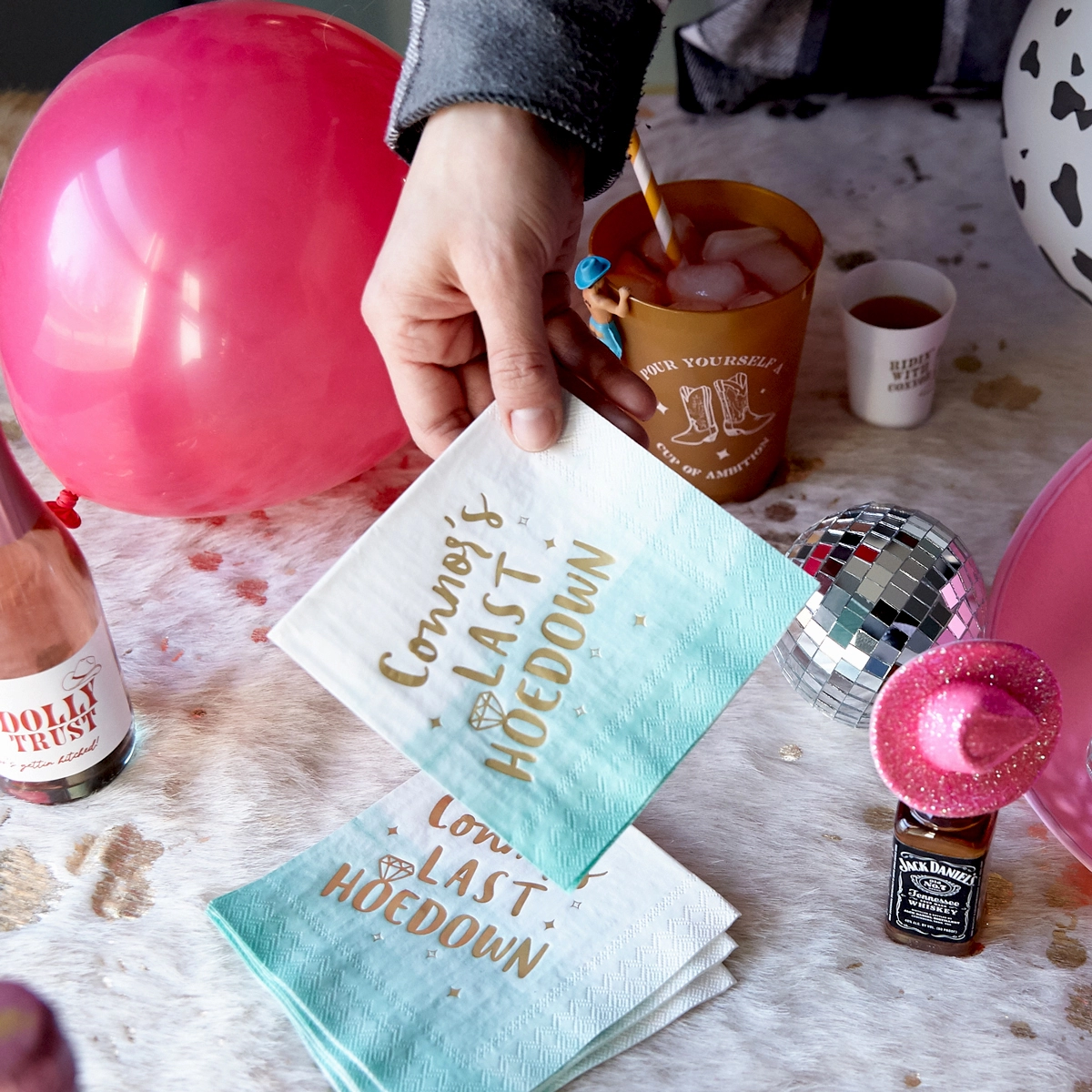 cowgirl bachelorette personalized cocktail napkin