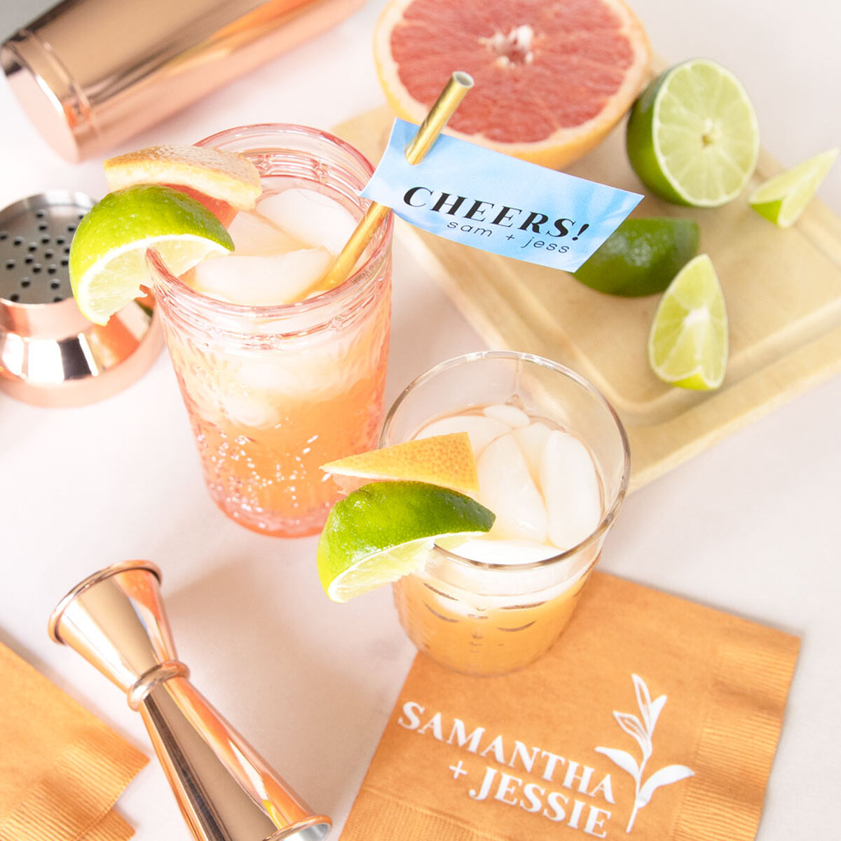 Shop the Marry Gold Collection Custom Straw Tags and Cocktail Napkins