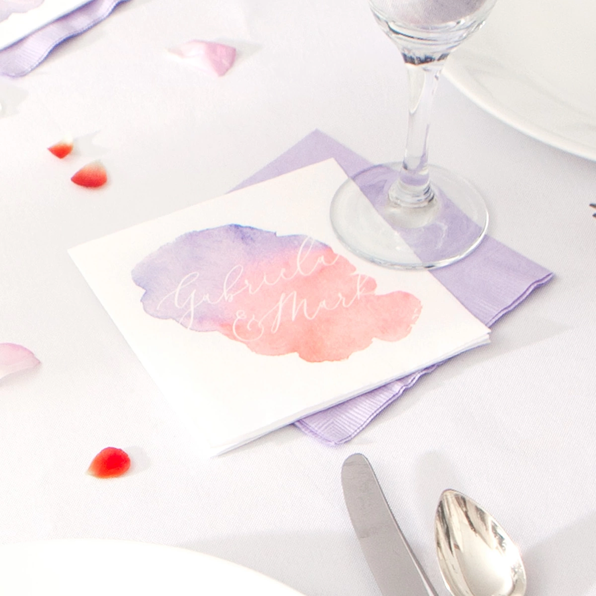 Shop the Lavender Waves Collection Custom Full Color Cocktail Napkins