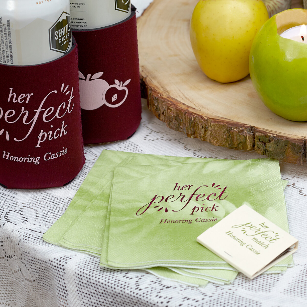 Shop the Perfect Pick Collection Custom Cocktail Napkins, Can Coolers, and 30 Strike Matchbooks