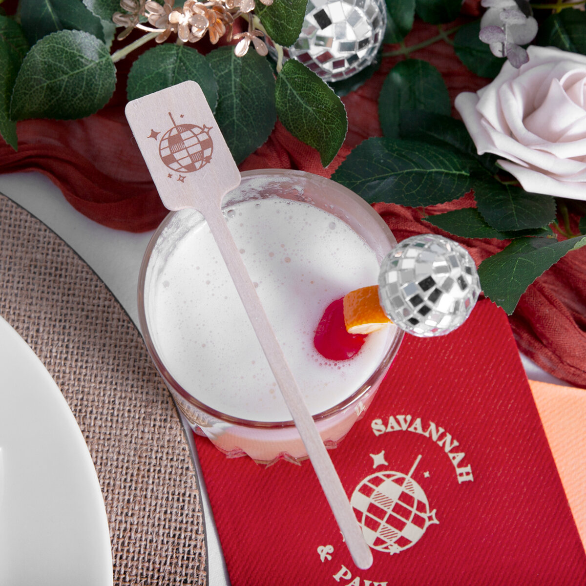 retro wedding custom cocktail napkin