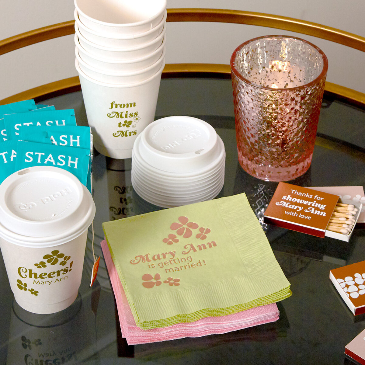 Shop the Spring Grooves Collection Custom Cocktail Napkins, Matchboxes, and Hot Cups