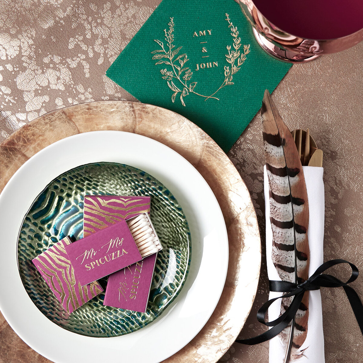 Shop the Wild Winter Collection Custom Matchboxes and Linen Like Cocktail Napkins