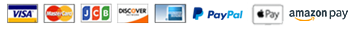 Accepted Payment Methods: Visa, MasterCard, JCB, Discover, Amex, PayPal, Apple Pay, and Amazon Pay.